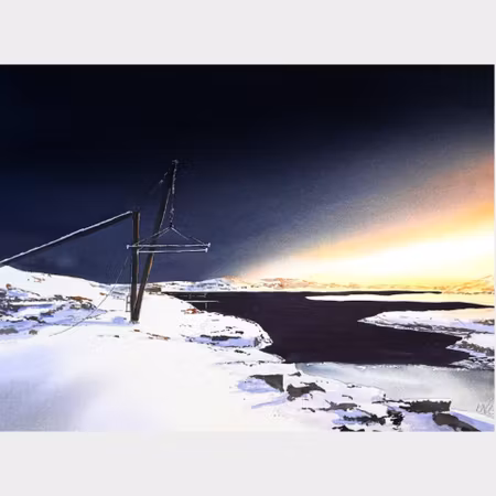 Kalle Nilsson – Gamla hamnen, akvarell, 93 x 73 cm