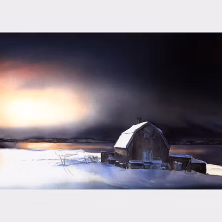 Kalle Nilsson, Ödehuset, akvarell, 123 x 93 cm