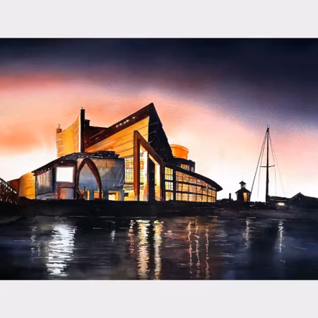 Kalle Nilsson – Operan, akvarell, 123 × 93 cm