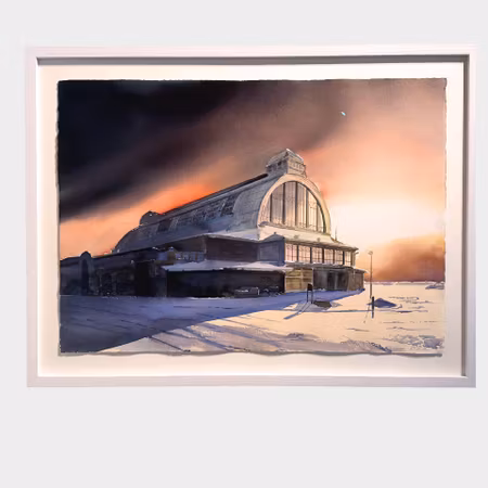 Kalle Nilsson – Saluhallen, akvarell, 123 × 93 cm