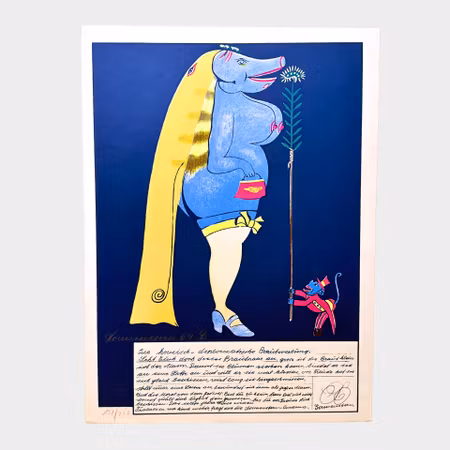 Friedrich Schröder Sonnenstern, Die komisch diplomatische Brautwerbung, färglitografi, 38,5 x 53 cm, 137/222