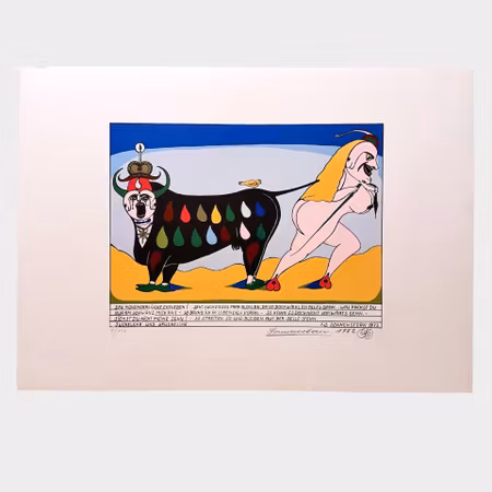 Friedrich Schröder Sonnenstern, Das mondmoralische Eheleben Juckelche und Spuckelche, färglitografi, 70 x 50 cm, 4/150