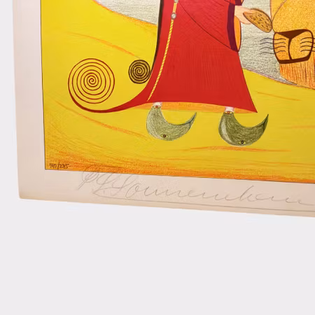 Friedrich Schröder Sonnenstern, Der blinde betende Löwe, färglitografi, 79 x 56 cm, 140/275