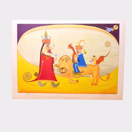 Friedrich Schröder Sonnenstern, Der blinde betende Löwe, färglitografi, 79 x 56 cm, 140/275