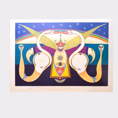 Friedrich Schröder Sonnenstern, Schwanenpuppentanz, färglitografi, 79 x 56 cm, 140/275