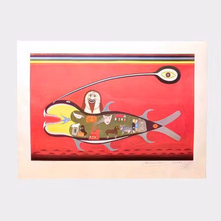 Friedrich Schröder Sonnenstern, Jonas mit Walfisch 1954, litografiskt tryck, 71 x 51,5 cm