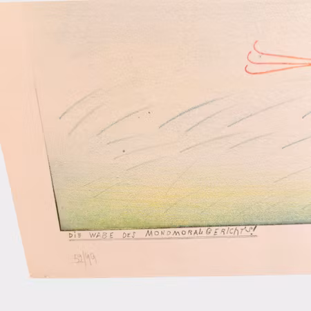 Friedrich Schröder Sonnenstern, Die Wabe des Mondmoralgerichts, färglitografi, 54 x 76 cm, 52/99