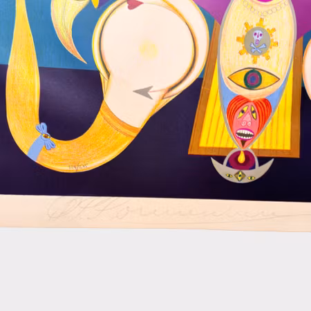 Friedrich Schröder Sonnenstern, Schwanenpuppentanz, färglitografi, 79 x 56 cm, 124/275