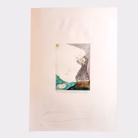 Friedrich Schröder Sonnenstern, Prof Narrgoistik, färglitografi, 54 x 76 cm, 52/99