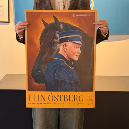 Elin Östberg - Mannen med hästen, utställningsaffisch, 50 × 70 cm