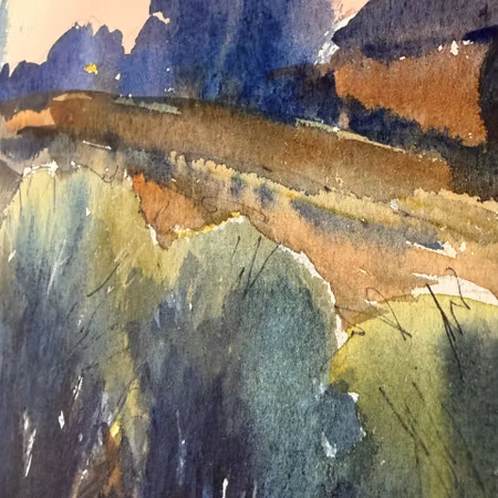 Saro Aratoun | "Landskap" | Akvarell | 43×32 cm | Original