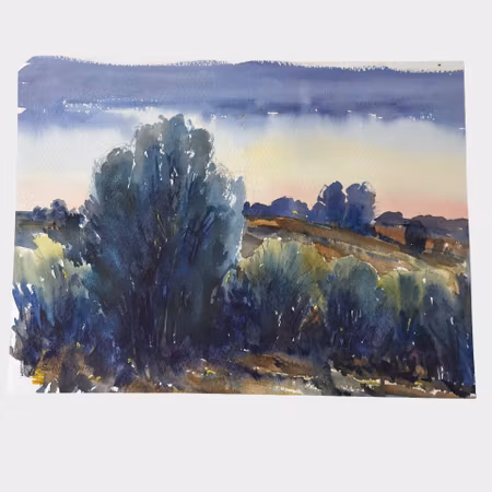 Saro Aratoun | "Landskap" | Akvarell | 43×32 cm | Original