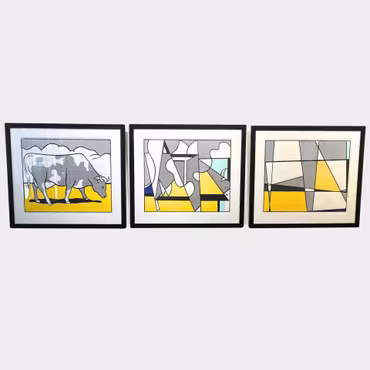 Roy Lichtenstein · Cow Triptych (Cow Going Abstract)