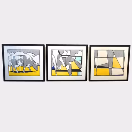 Roy Lichtenstein · Cow Triptych (Cow Going Abstract)