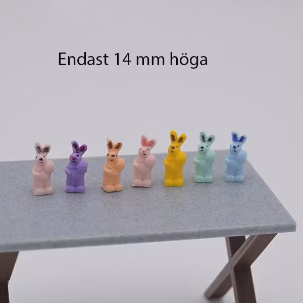 Liten Kanin i pastellfärger 15 mm hög