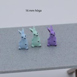 Liten Sittande Kanin i pastellfärger 16 mm hög