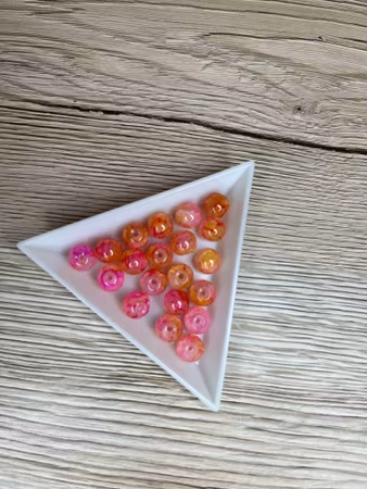 Glaspärla spraymålad 8-9 mm, Rosa/Gul (20st)