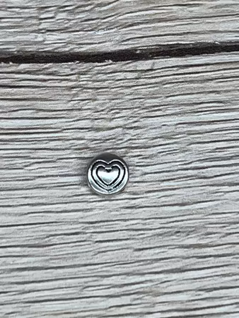 Mellandel Hjärta 6,5x3 mm, Silver (10st)