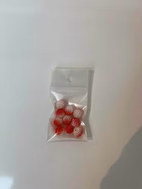 Bubbelpärlor, Röd,vit, 10mm (10st)