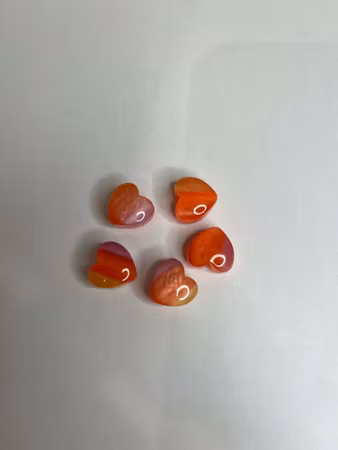 Cateye-hjärta – Orang, Lila & Gul (16mm) 1st