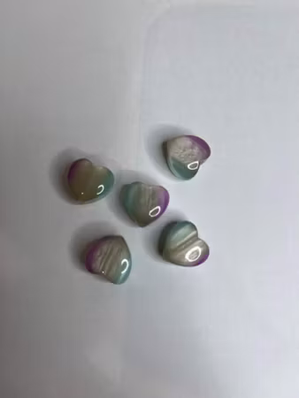Cateye-hjärta – Grön, Lila & Silver (16mm) 1st