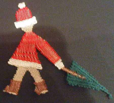 Tomte med gran 2000 7,5x9 cm