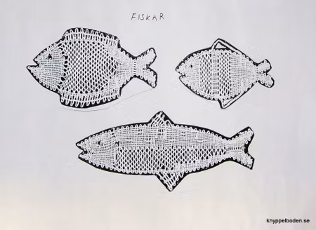Fiskar 5x4 cm, 9,5x4 cm, 7x4 cm.