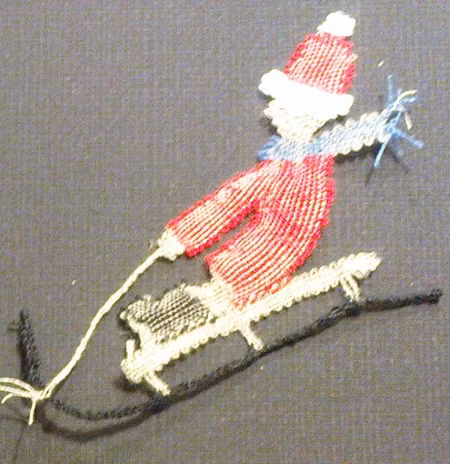 Tomte med kälke 1998 8x7,5 cm