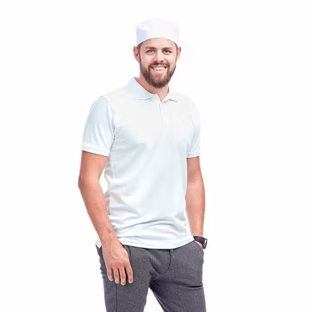 Vit pikétröja för herr | Magnum