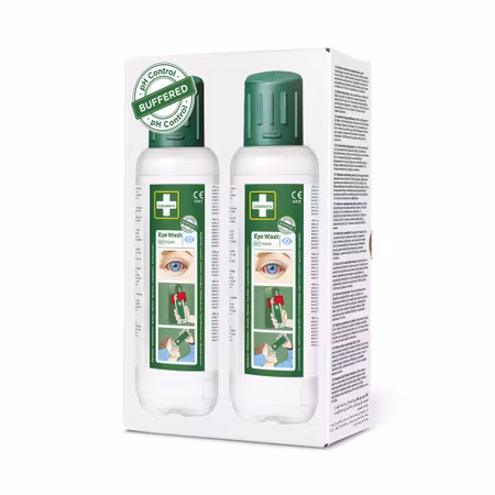 Ögondusch 2-pack – buffrad lösning för snabb sköljning | Cederroth