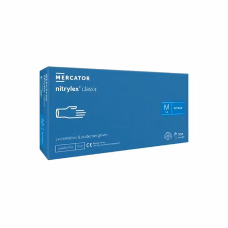 Nitrilhandskar – Blå, Puderfria, Storlek M (100-pack) | GS Supply