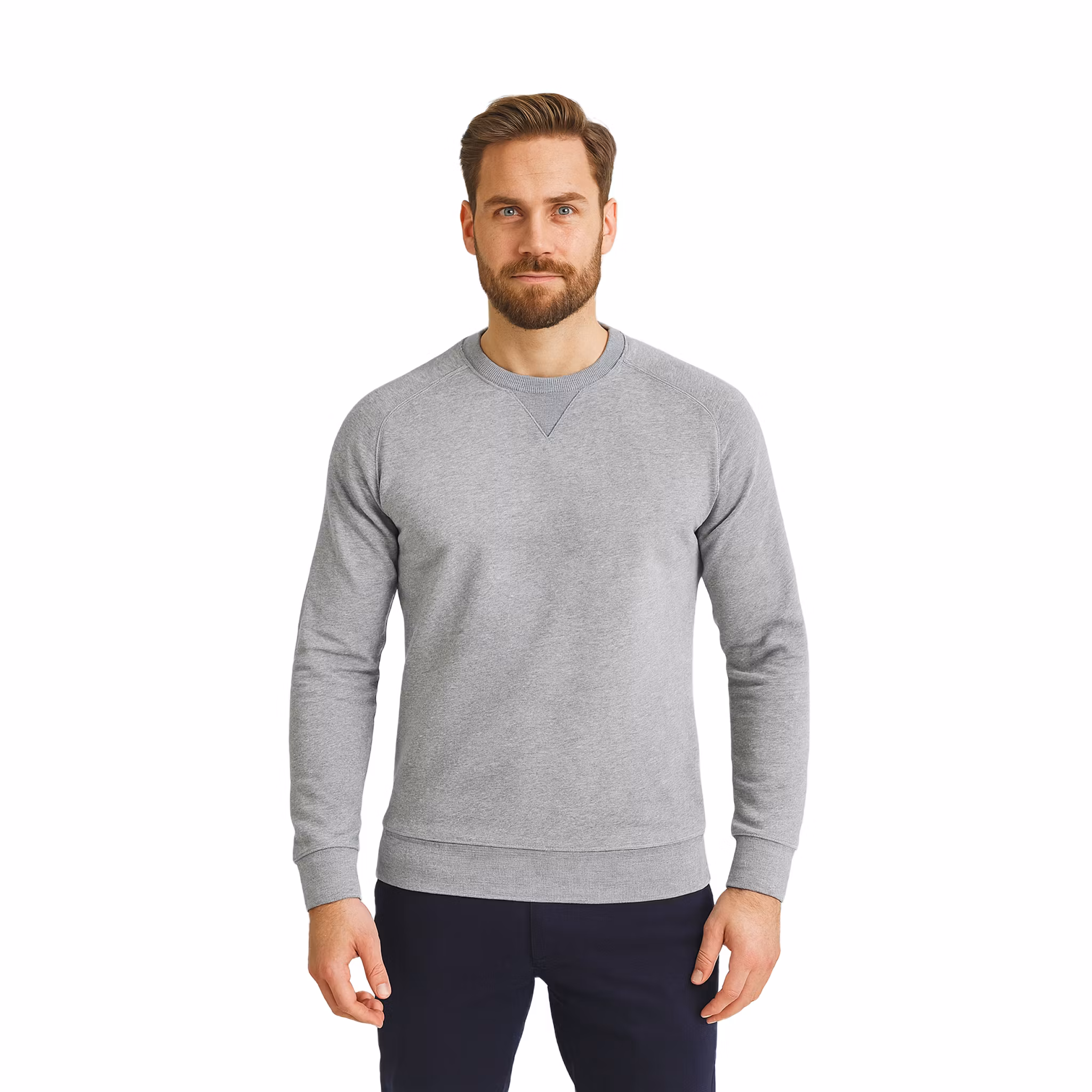 Sweatshirt i French Terry med rund hals och ribbade detaljer | Texstar