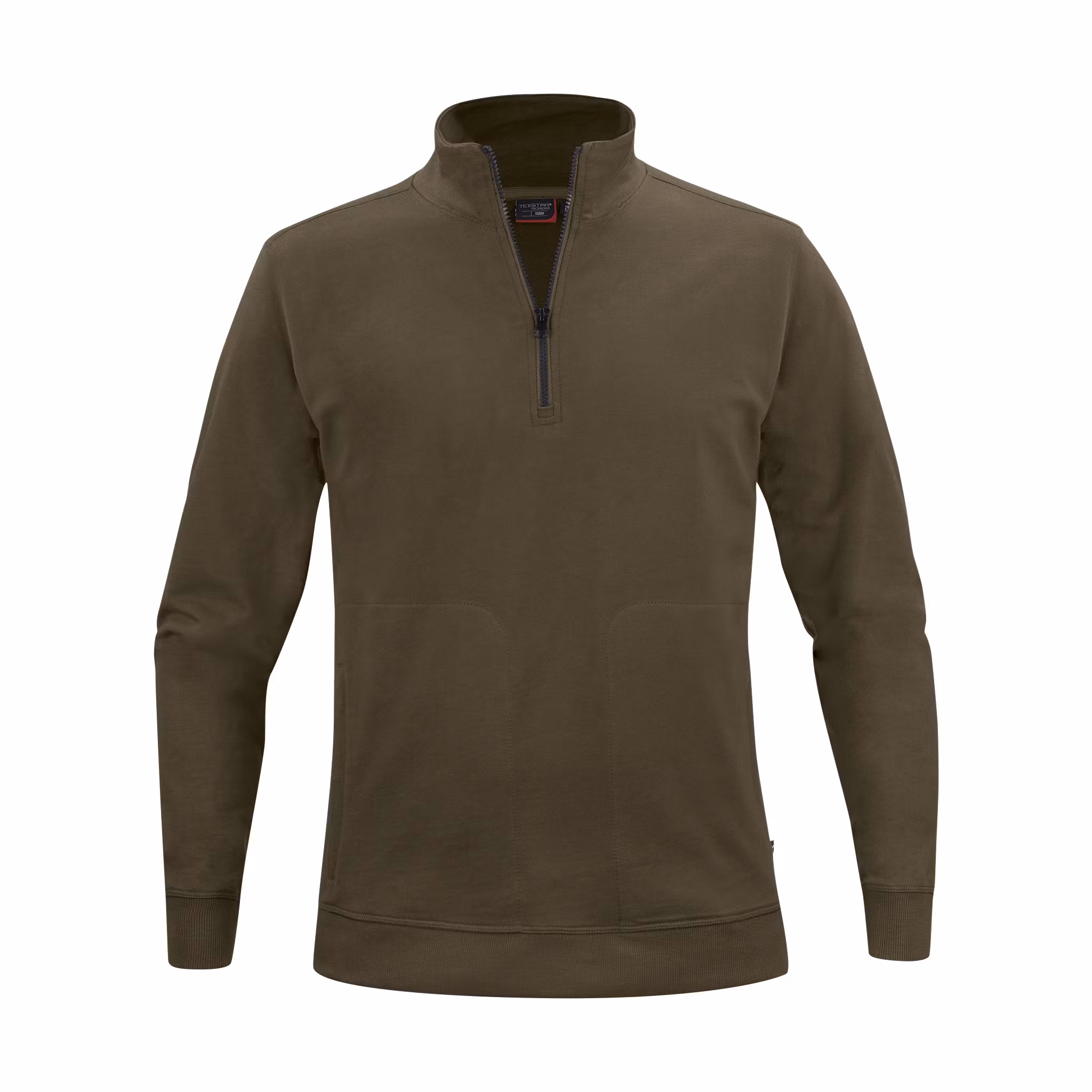 Sweatshirt i French Terry med halv dragkedja och hög krage | Texstar