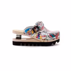 Halkfria trätofflor Baldo med fjäderdämpning i läder och bokträ | West Rose