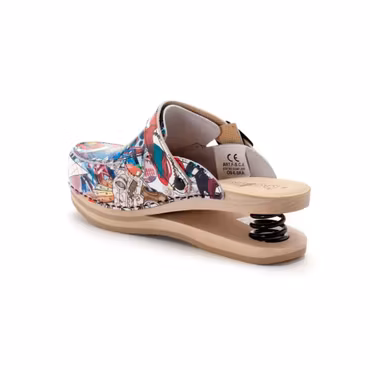 Trätofflor Baldo med fjäderdämpning och unika mönster i läder och bokträ | West Rose