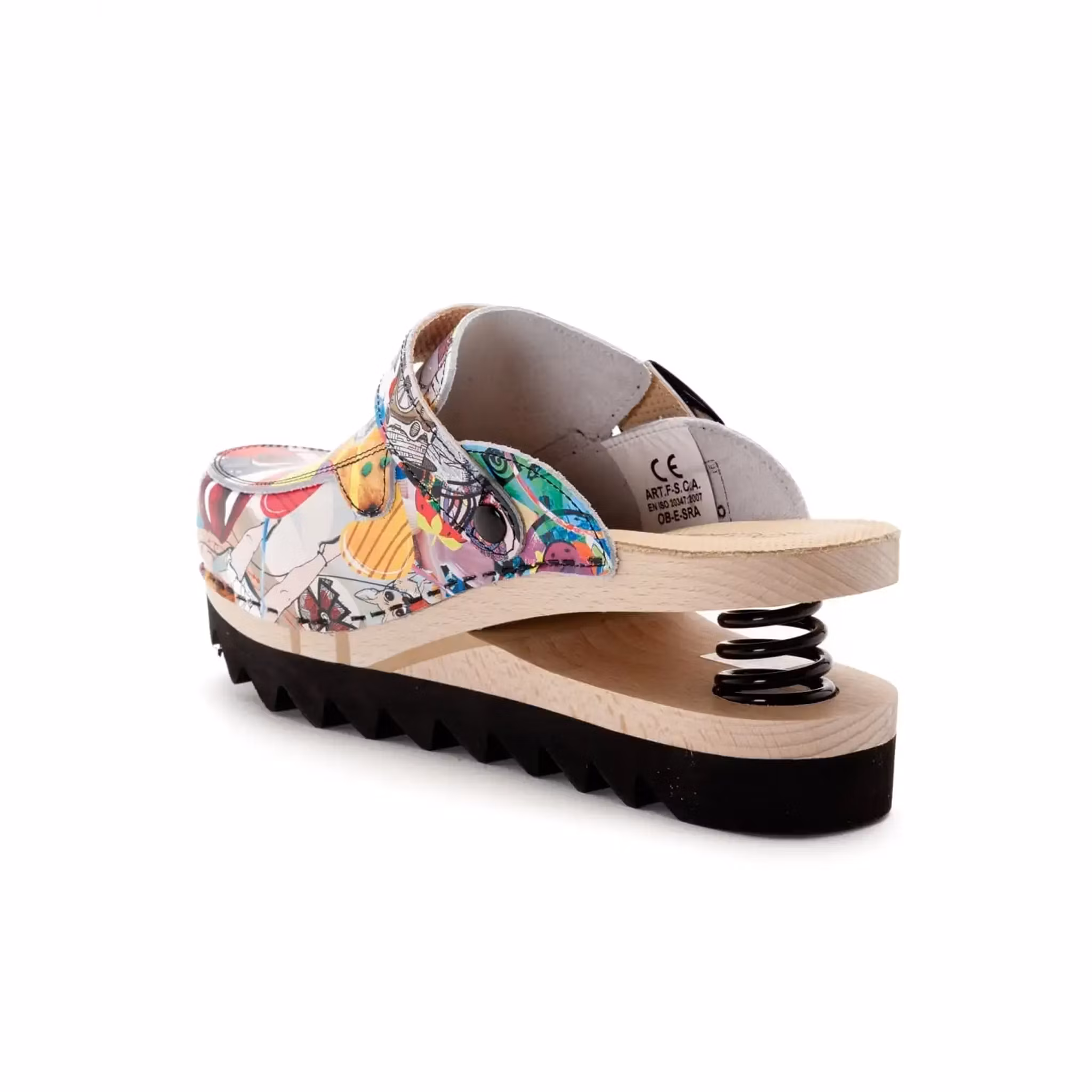 Halkfria trätofflor Baldo med fjäderdämpning i läder och bokträ | West Rose