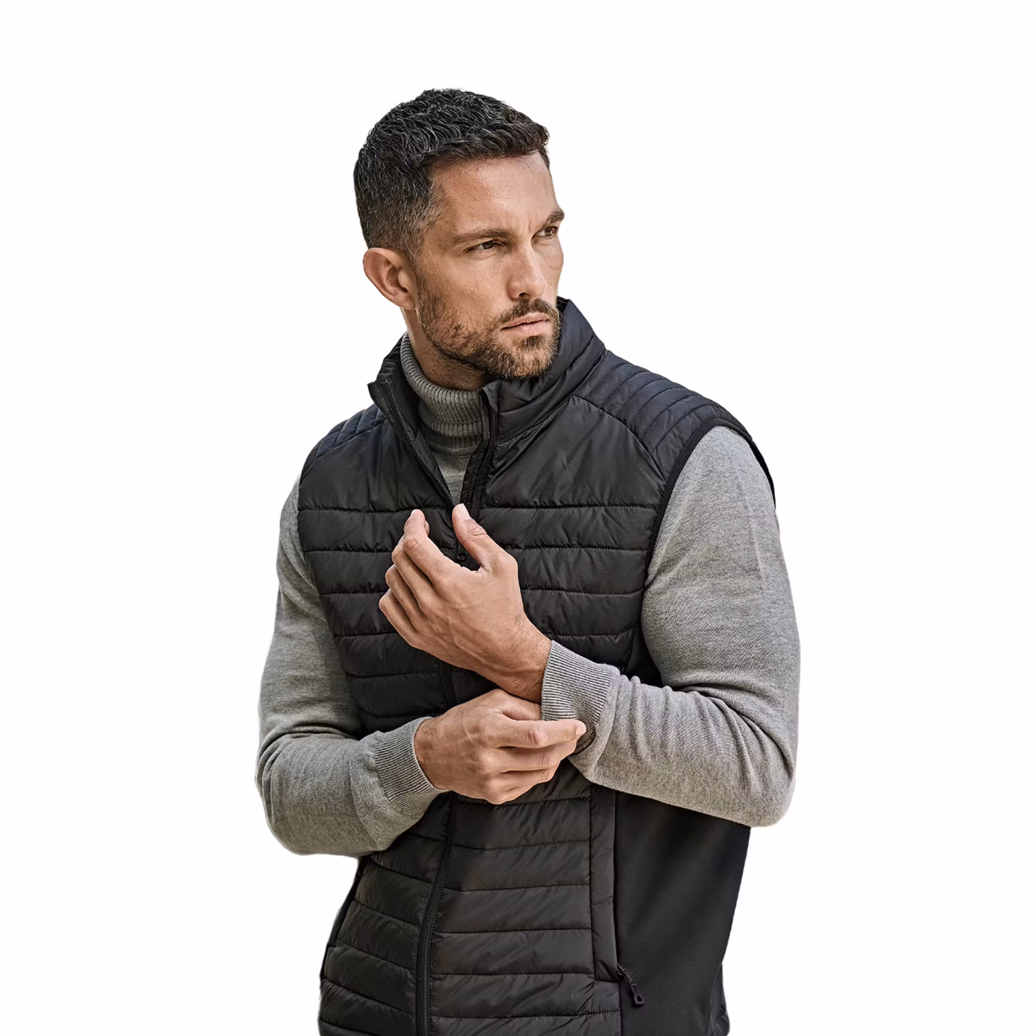 Vadderad svart väst i återvunnen polyester för herr | Tee Jays