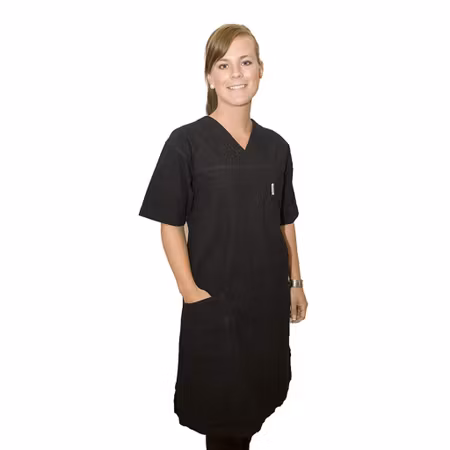 Svart klänning (+10 cm) i 100% krinklad bomull | TK Design