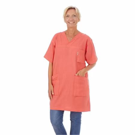 Korall lång tunika i 100% krinklad bomull | TK Design