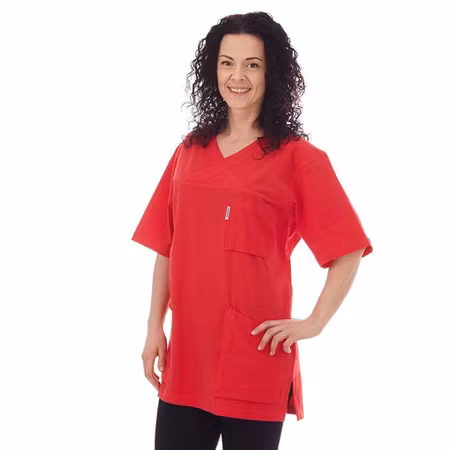 Röd tunika i 100% krinklad bomull | TK Design