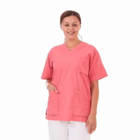 Rosa tunika i 100% krinklad bomull | Comfort