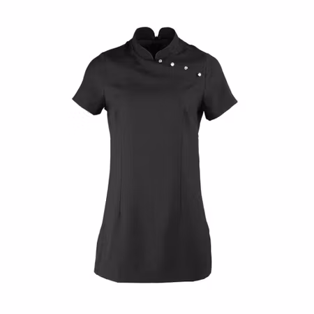 Svart tunika med kort ärm & ståkrage | Premier