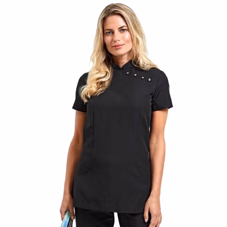 Svart tunika med kort ärm & ståkrage | Premier