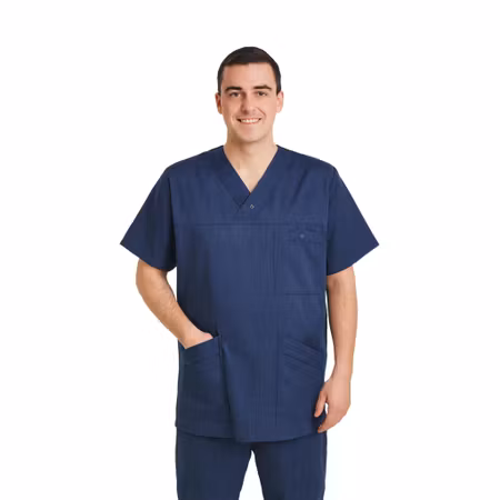 Rymlig blåmelerad bussarong med v-ringning i unisex | South West