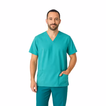 Antibakteriell vårdtunika i mikrofiber med korta ärmar och tre fickor | Velilla