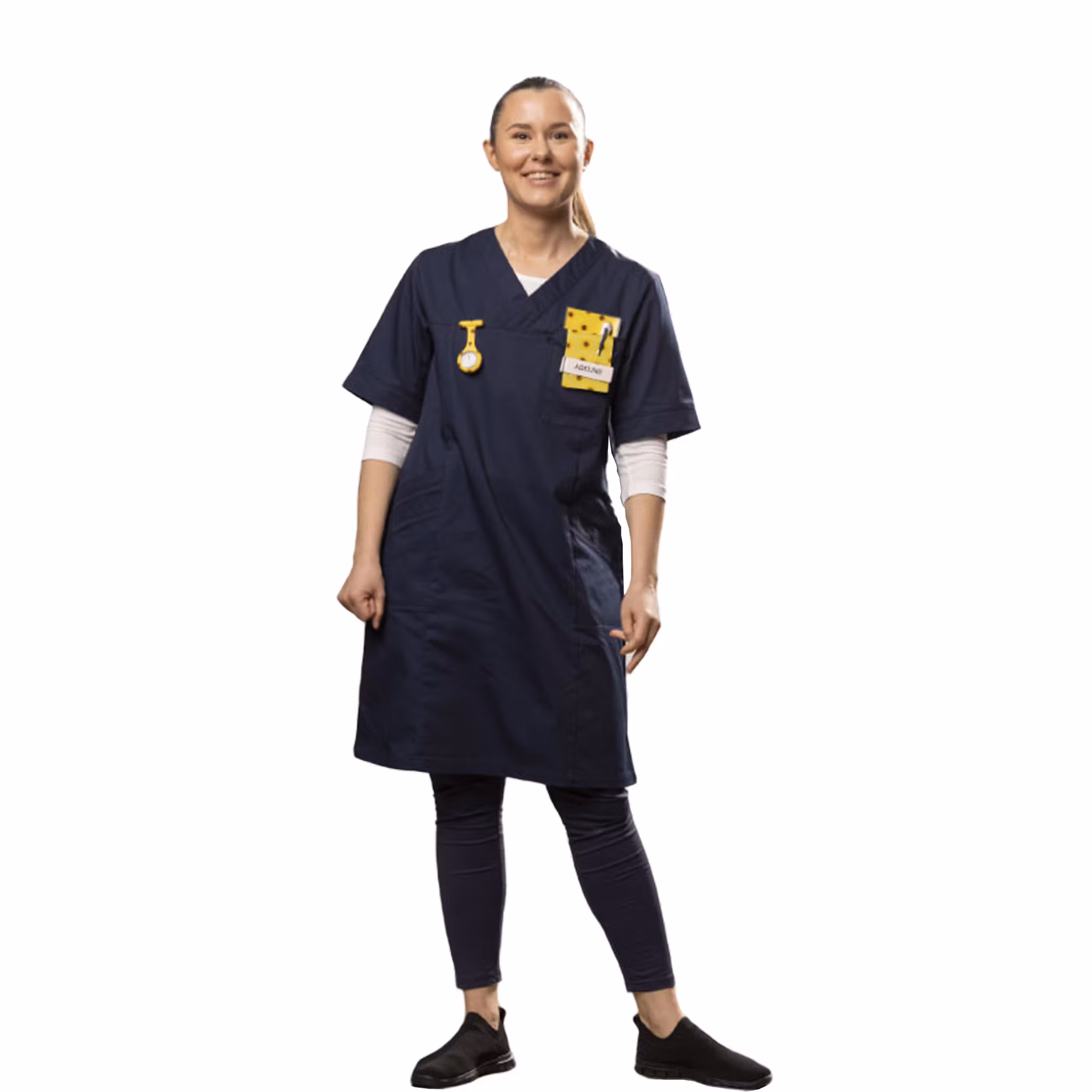 Vårdklänning med v-ringning för dam | Texstar