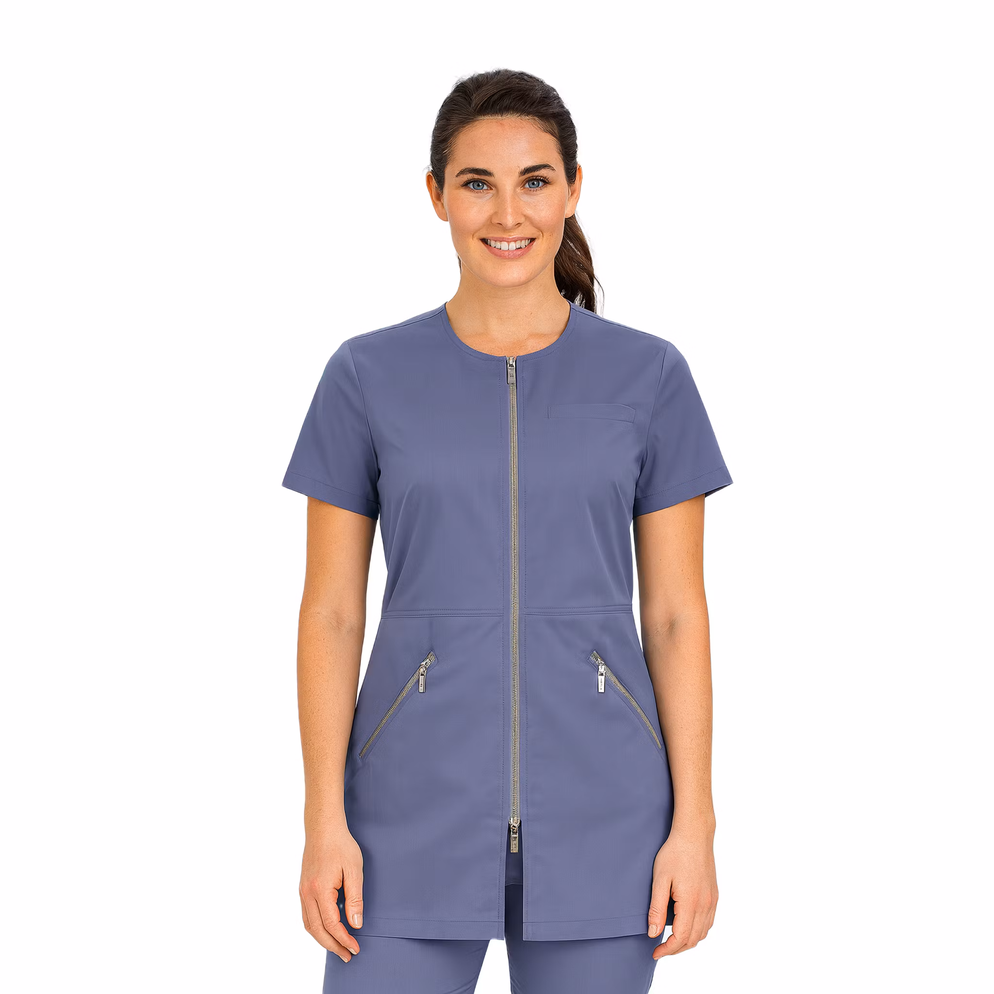 Figursydd vårdtopp med 2-vägsdragkedja och stretchtyg | Texstar