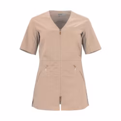 Vårdtunika med V-hals, halv ärm och 2-vägsdragkedja | Texstar