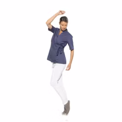 Omslagstopp med knytband, kort ärm och sidfickor | Texstar