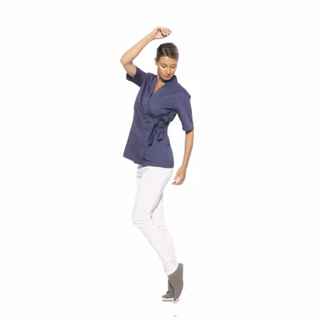 Bussarong med knytband, kort ärm och sidfickor | Texstar